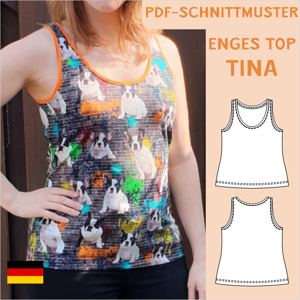 Ebook & Schnittmuster 'Tina' – Enges Jersey-Top mit Rundhalsausschnitt, inkl. PDF-Anleitung (Größe 34-50) Bild 1