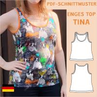 Ebook & Schnittmuster 'Tina' – Enges Jersey-Top mit Rundhalsausschnitt, inkl. PDF-Anleitung (Größe 34-50)