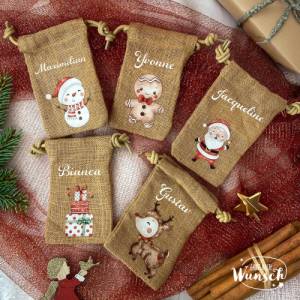 Personalisiertes Geschenksäckchen für Weihnachten, Nikolaus, Geschenkverpackung, Jutebeutel, Jutesäckchen, Geschenkverpa