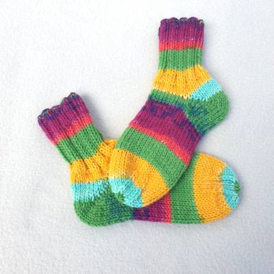 Handgestrickte bunte Wollsocken für Kleinkinder Größe 25/26 – warme Kindersocken