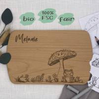 personalisierte Frühstücksbrettchen für Kinder: Kinderteller mit Namen und Monstermotiv, Holzbrettchen, Ge