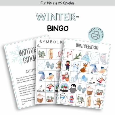 Winter-Bingo Druckvorlage – Spielspaß für Schulklassen & Gruppen – Digitaler Download