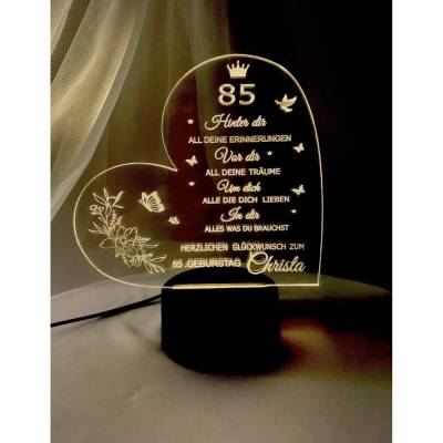 Persönliches Geschenk zum  Geburtstag - Happy Birthday mit LED Beleuchtung und Zahl personalisiert