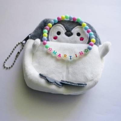 Kinderarmband personalisiert mit Perlen, Panda oder Pinguin Tasche, mit Buchstaben, die leuchten im Dunkel