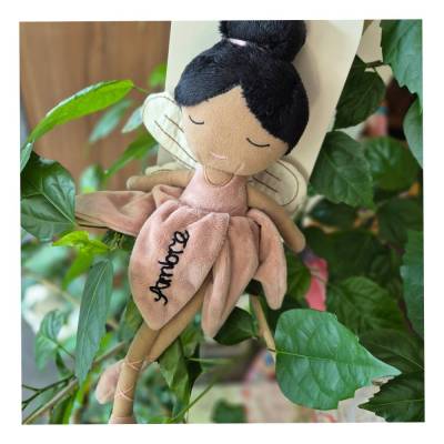 Personalisertes Kuscheltier Fee, Fairy Mae Puppe Schmusetuch- mit HAND BESTICKT-  Geschenk zur Geburt Baby - doudou pers