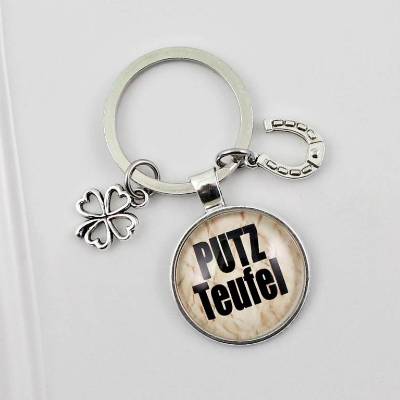 Schlüsselanhänger Putzteufel Putzfimmel Personalisierbar Glücksbringer Geschenk Geschenkidee Talisman Punkte
