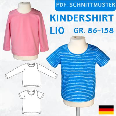 Ebook & Schnittmuster 'Lio' – Basicshirt für Jungen & Mädchen, 3 Ärmellängen & PDF-Anleitung (Größe 86-158)