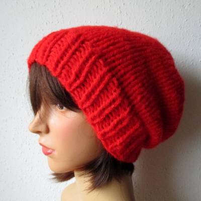 Warme Strickmütze aus weichem Garn ohne tierische Fasern, Mütze, Beanie, vegan