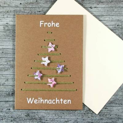 3D-Klappkarte **STICKBaum2** von ZWEIFARBIG Kraftpapier Weihnachtswünsche Frohe Weihnachten Grußkarte Baum
