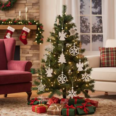 12er Set kleiner Baumschmuck Weihnachten Holzanhänger verschiedene Formen