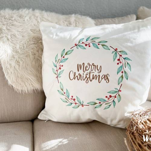 Kissenbezug | Geschenk für die Familie | Geschenk zu Weihnachten | Mistelkranz | Mistel | Merry Christmas | Baumwollo | 
