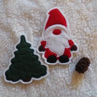 Applikation süsser Wichtel, Gnom, Zwerg,  als 2 tlg. Set mit Baum oder einzeln