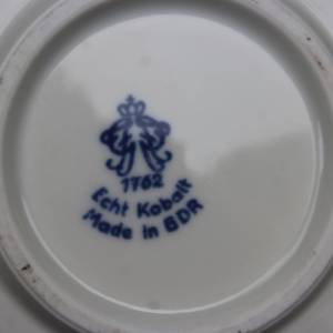 flache Schale Schüssel Blumendekor Echt Kobalt Volkstedt 1762 Porzellan 50er 60er Jahre DDR