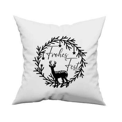 Bügelbild Reh Kranz in Wunschfarbe // Bügelbild Frohes Fest zum aufbügeln auf Textilien// Frohe Weihnachten Bilder