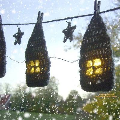 Häkelanleitung GIRLANDE NORDIC ... Lichthäuser und Funkelsterne, beleuchtbar, Fensterdekoration