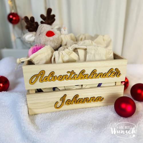 Adventskalender Box | Personalisierte Adventskiste aus Holz | Adventskalender zum Befüllen | Weihnachtskiste | Adventsbo
