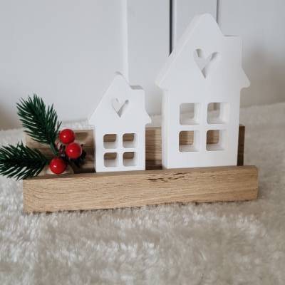 Lichthäuser / kleines Mitbringsel / Raysin Deko / Geschenkset zu Weihnachten / Skandi Deko / Weihnachtsdeko schwarz weiß