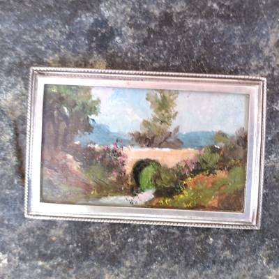 Gemälde Miniatur als Brosche Silber