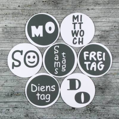 7 Kühlschrankmagnete **GRAU** von ZWEIFARBIG 55mm Magnetsticker Küche Magnet Geburtstag Dekoration 