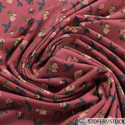 0,5 Meter Stoff Baumwolle Elastan Single Jersey beere Blume dehnbar weich Blümchen
