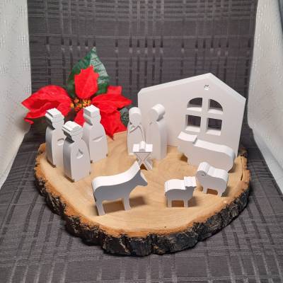 weihnachtliche Krippe - minimalistisch aus Keraflott gegossen