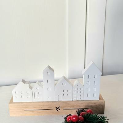Lichthäuser / kleines Mitbringsel / Raysin Deko / Geschenkset zu Weihnachten / Skandi Deko / Weihnachtsdeko schwarz weiß