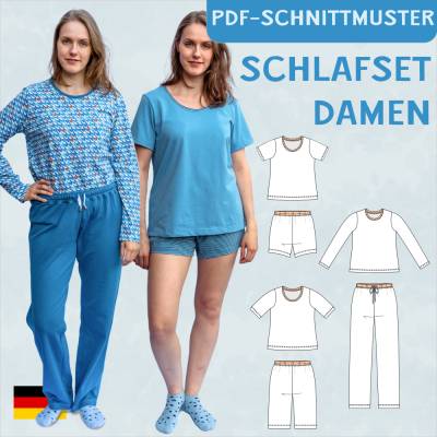 Schnittmuster „Jersey-Schlafanzug“ – gemütliches Shirt & Hose für alle Jahreszeiten, inkl. Anleitung im PDF-eBook