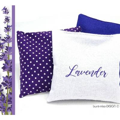 Lavendelkissen, Lavendelsäckchen, Lavendel Blüten 100% Natur, weiß violett lila, made by BuntMixxDESIGN