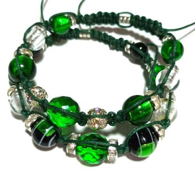Handgemachtes Armband Set grün schwarz – Freundschaftsarmband & Geschenk