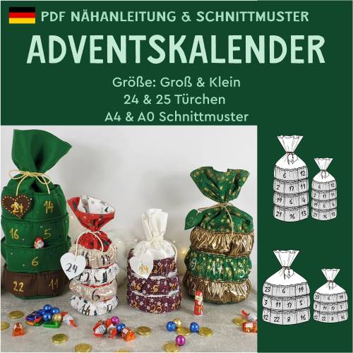 eBook Schnittmuster „Adventskalender“ – Nähprojekt für einen individuellen Kalender mit 24 oder 25 Türchen