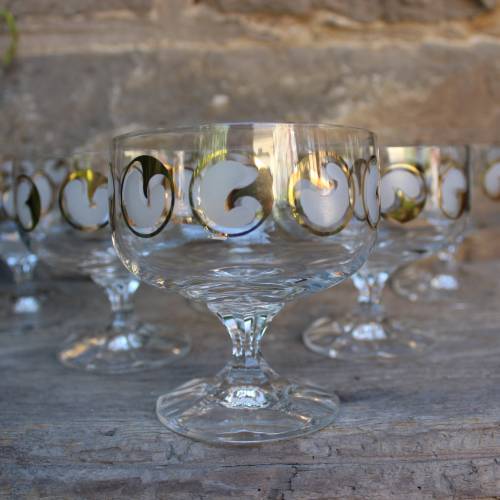 6 Sektschalen Sektgläser Bohemia Glas  Kristall 70er Jahre Made in CZechoslovakia