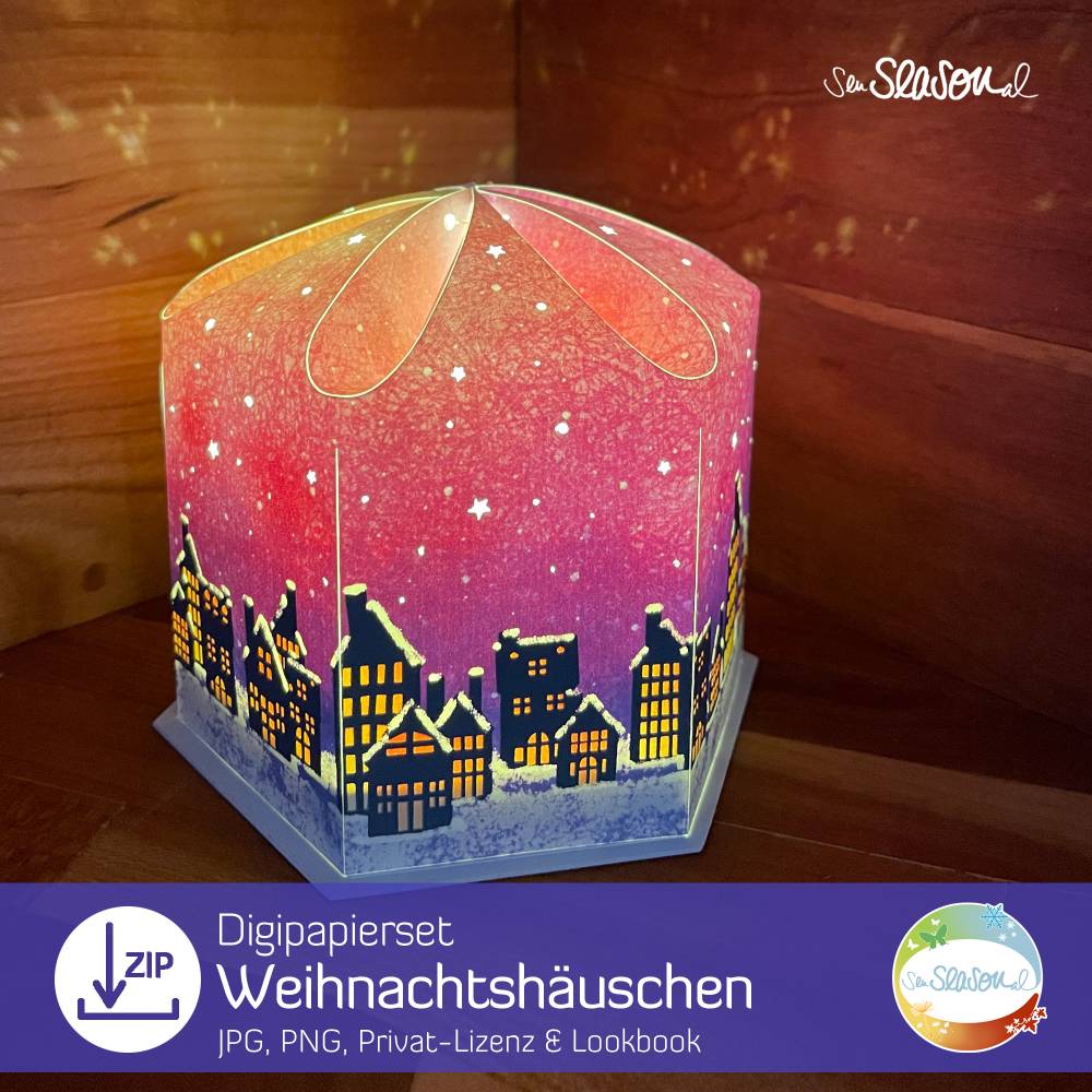 Digipapierset Weihnachtshäuschen, Weihnachtspapier für Geschenke, Adventskalender, Deko rund um Weihnachten Bild 1