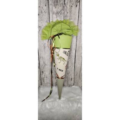 Schultüte Dino T-Rex aus Stoff in grün / 70cm für Junge