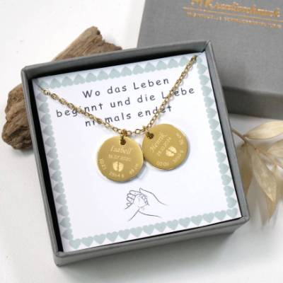 Geburtsdaten Kette personalisierbar – Geschenk für Mamas