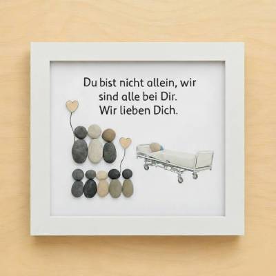 Kieselsteinbild Krankenhaus – Handgefertigtes Steinbild als persönliches Geschenk bei Krankheit, STB-175