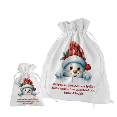 Geschenkbeutel mit Wunschtext Weihnachten Motiv Schneemann