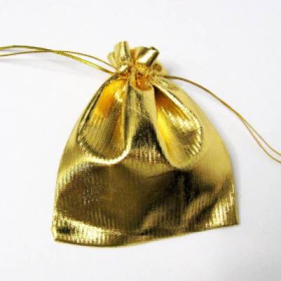5 Säckchen Gold glänzend mit Zugband ca.12x10 cm, Geschenkverpackung