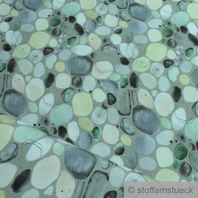0,5 Meter Stoff Baumwolle Elastan Single Jersey pastell khaki Kieselstein dehnbar khaki