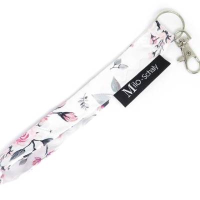 Schlüsselband kurz Rosen mit Karabiner Stoff Schlüsselanhänger 