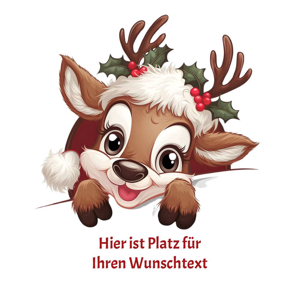 Geschenkbeutel mit Wunschtext Weihnachten Motiv Rentier