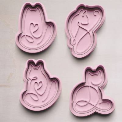 Katzen Line Art Motive Keksausstecher | Cookie Cutters | Ausstechform | Keksform | Katzenformen für Kekse