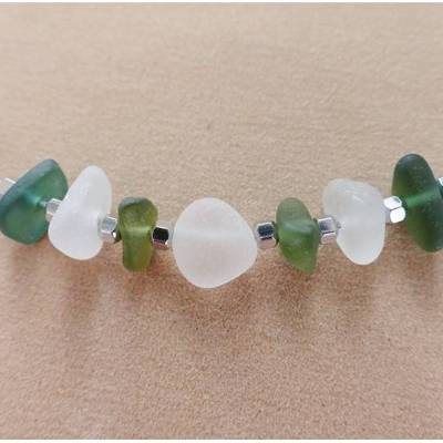 Maritimes Collier *SEAGLAS IV*   Meerglas Seeglas Strandglas Stahlband