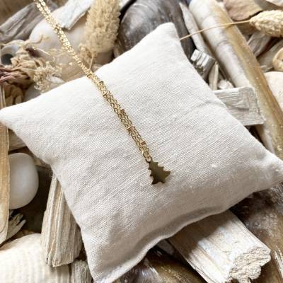 Halskette „Tannenbaum“ gold - Goldfarbene Kette aus Edelstahl mit Anhänger Tannenbaum