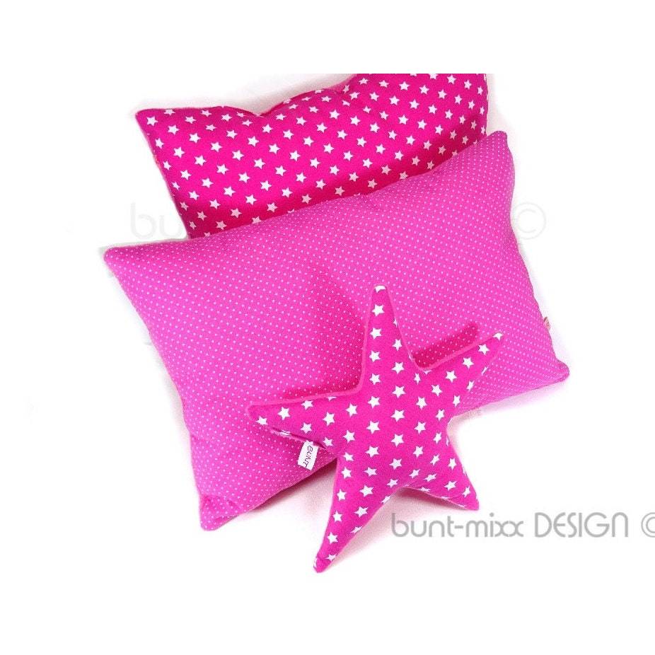 Kuschelkissen rosa pink weiß, Sterne Pünktchen, Stern Kuschelkissen, handmade BuntMixxDESIGN