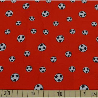 Baumwollstoff  Fußball rot Oeko-Tex® Standard 100(1m /9,-€)
