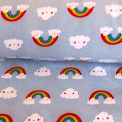 Softshell Regenbogen Wolke hellblau Oeko-Tex Standard 100( 1m/10,00€ )