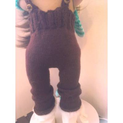 Trägerhose Winterhose Strickhose Hose braun handgestrickt für Puppen 40-45 cm