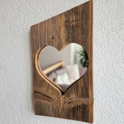 Altholz Spiegel S1722 Holzspiegel Wandspiegel Herzspiegel Herz Geschenk Deko Holz upcycling Muttertag