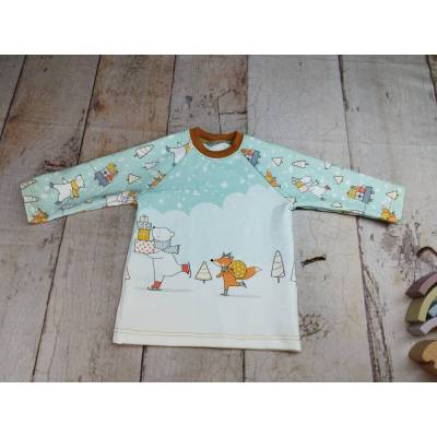 Gr. 92, Langarmshirt, Eisbär Schlittschuhe, mint