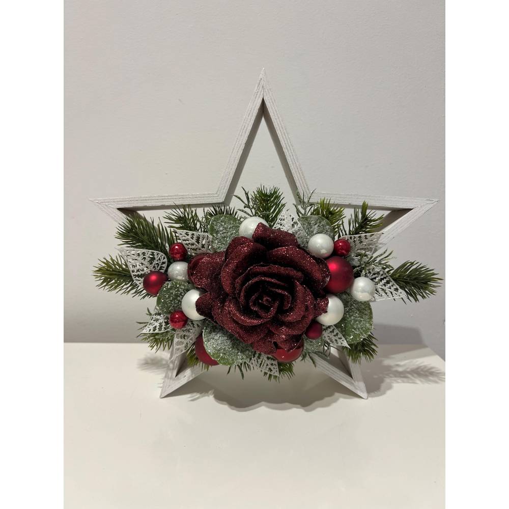 Weihnachtsdeko Weihnachtsstern Stern Led weinrot Rose